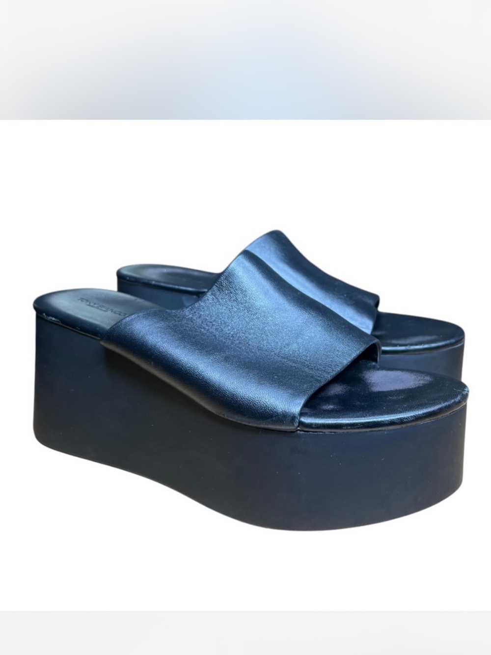 Tony Bianco Black Platform Slide Sandals